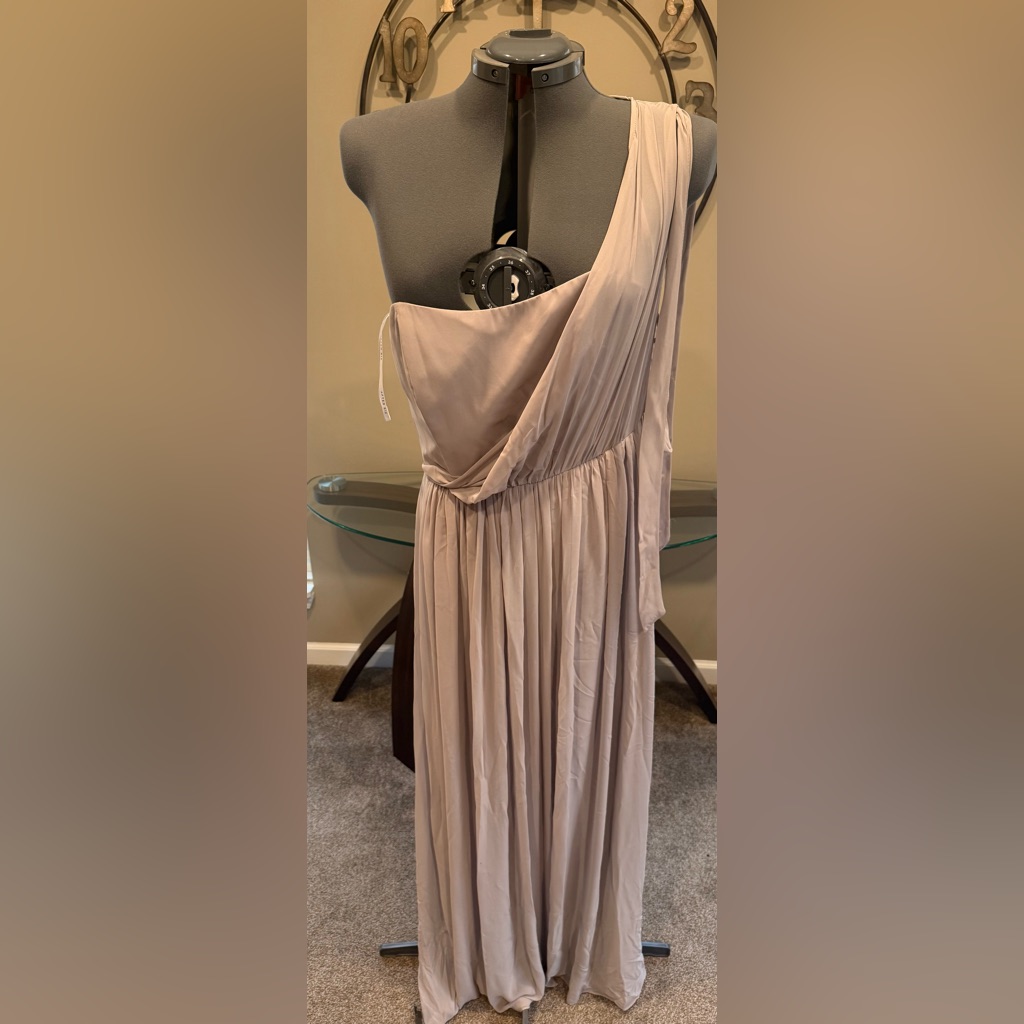 Elegant One-Shoulder Gray Dress By After Six Size 14 Sample Nwt